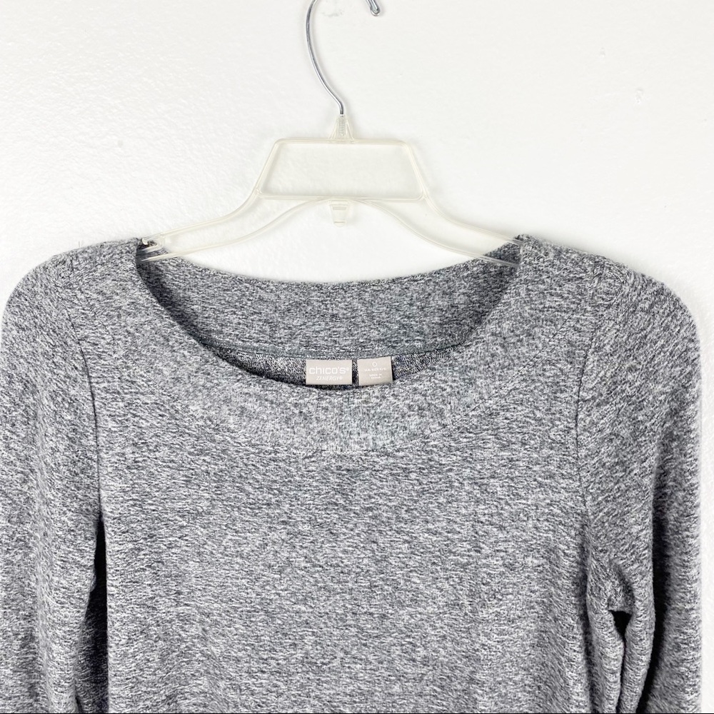 CHICO’S ZENERGY Gray Long Sleeves Lace Trim Top, Size Small - Picture 6 of 8